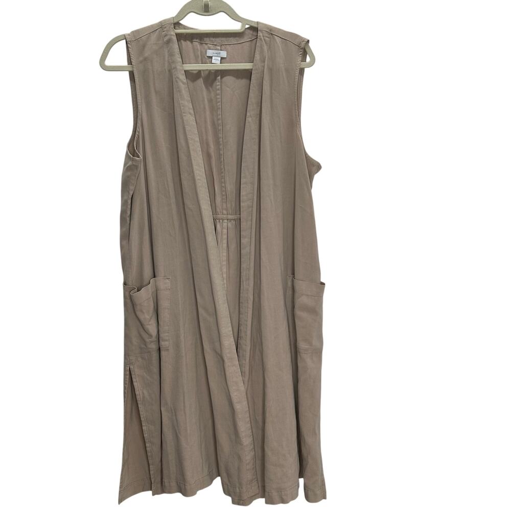 J Jill tan long duster vest Large sleeveless lagenlook minimalist